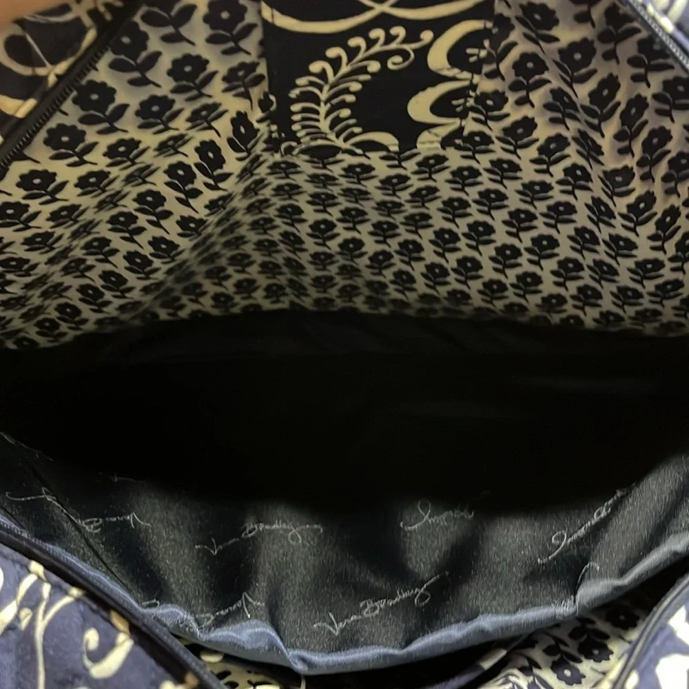 Vera Bradley Blue & Ivory Floral Paisley Print Laptop Commuter Bag Travel Tote